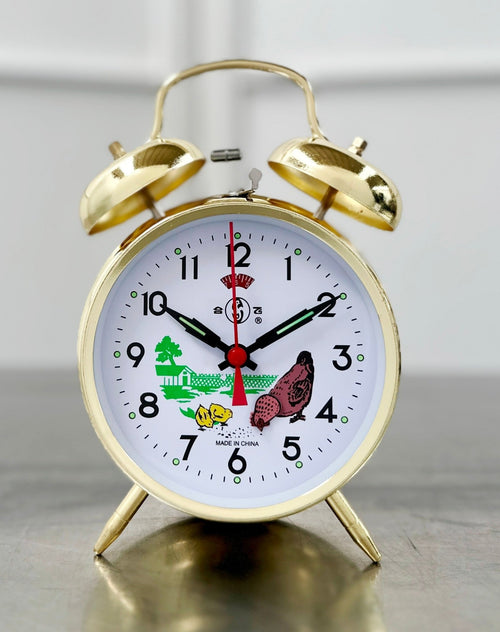Animated Chicken Hen Pecking Twin bell Desk Alarm Clock | Adelaide Clocks