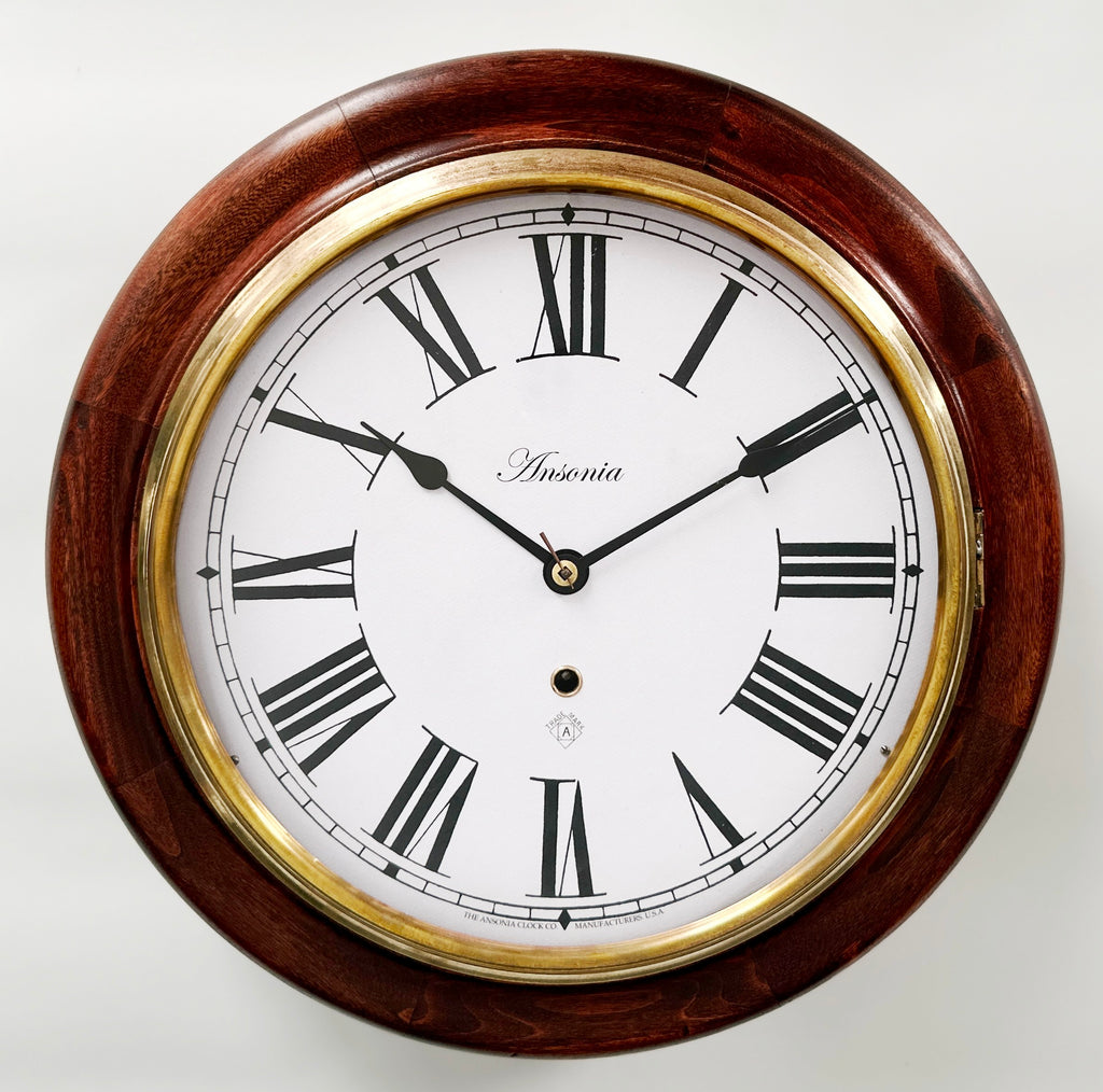 Antique ANSONIA Round Station Wall Clock | Adelaide Clocks