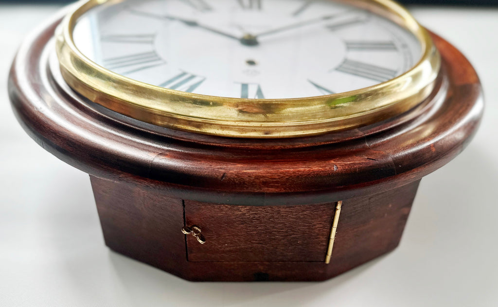 Antique ANSONIA Round Station Wall Clock | Adelaide Clocks