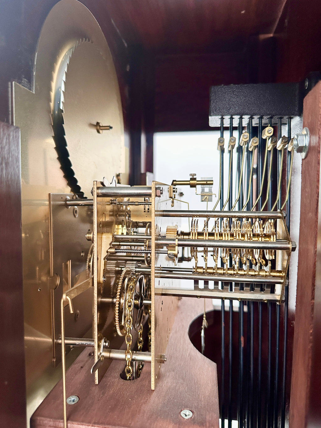 Vintage German Hermle Mahogany Melody Chime Moonphase Grandfather Clock | Adelaide Clocks