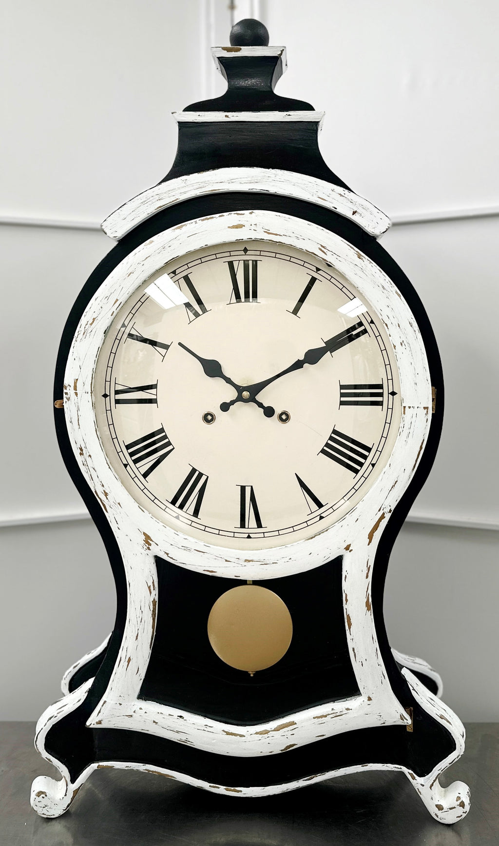 HUGE Vintage French Boulle Style Quartz Pendulum Mantel Clock | Adelaide Clocks