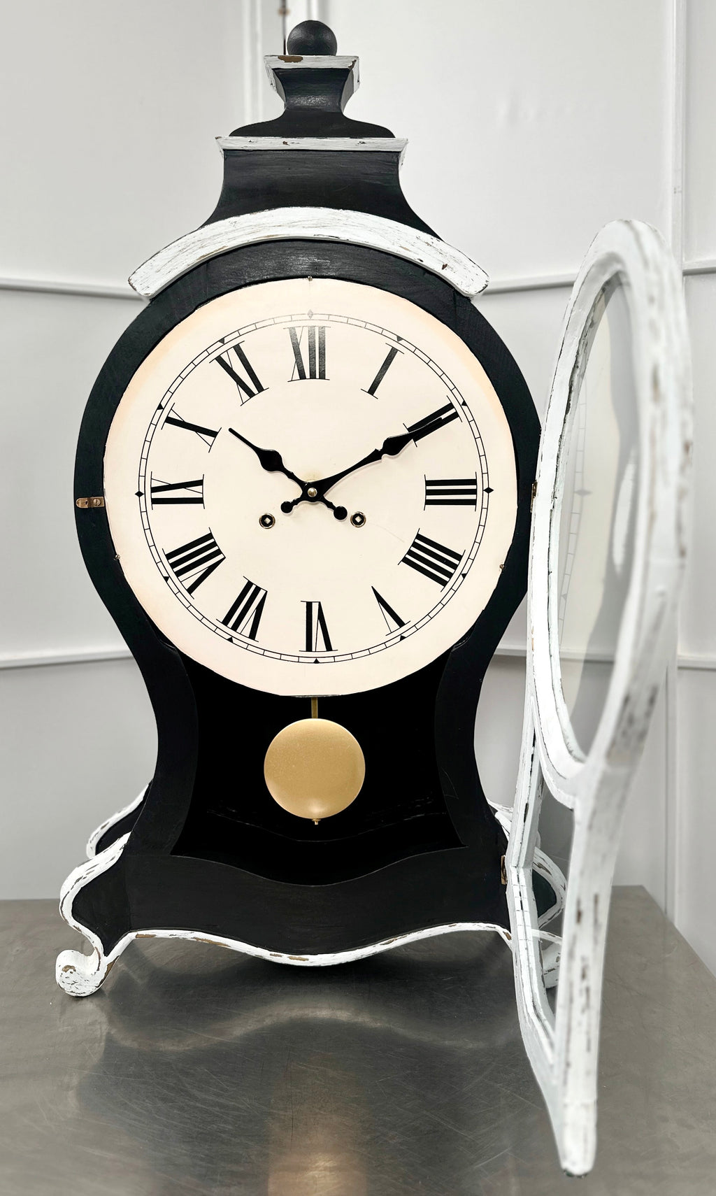 HUGE Vintage French Boulle Style Quartz Pendulum Mantel Clock | Adelaide Clocks