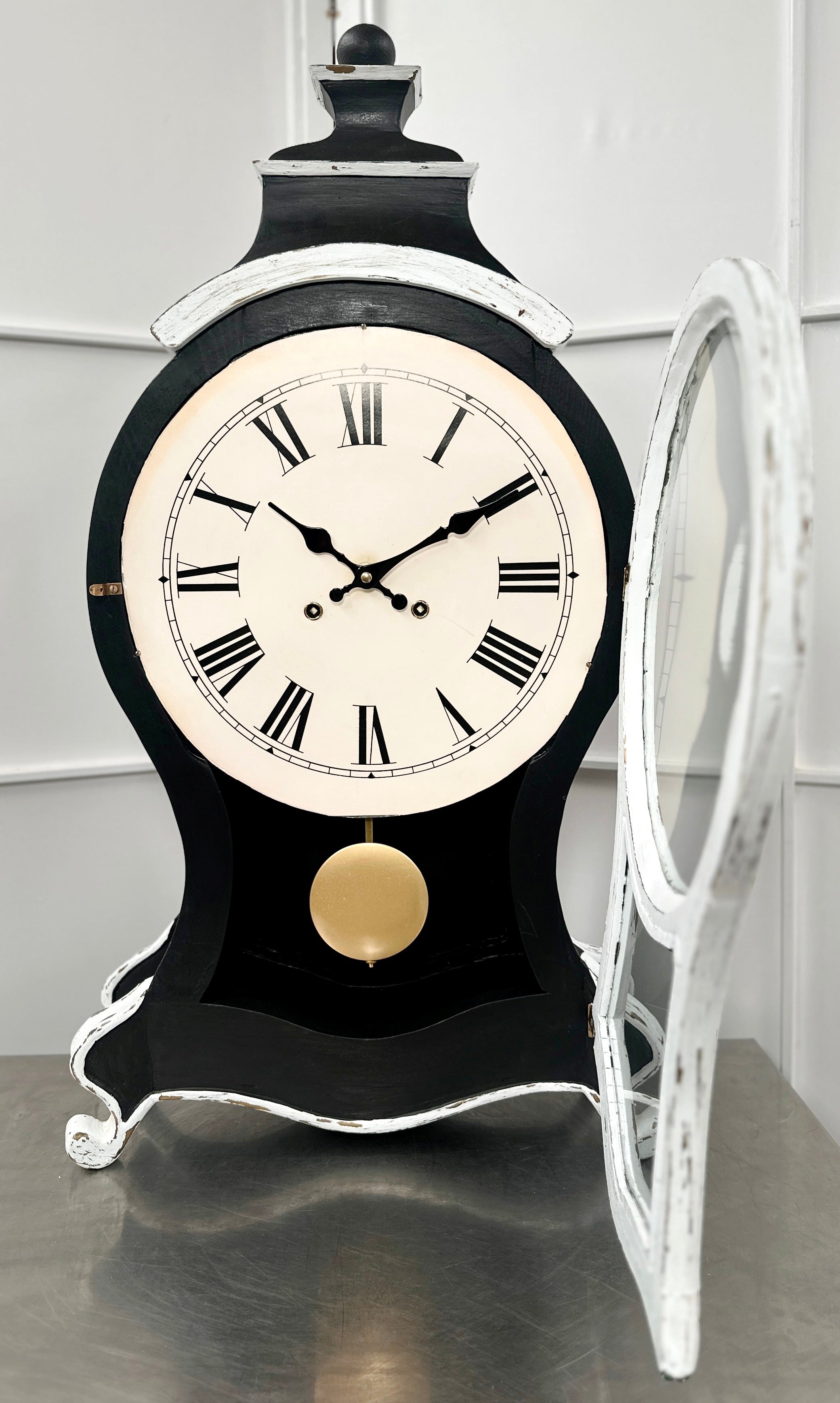 HUGE Vintage French Boulle Style Quartz Pendulum Mantel Clock | Adelaide Clocks