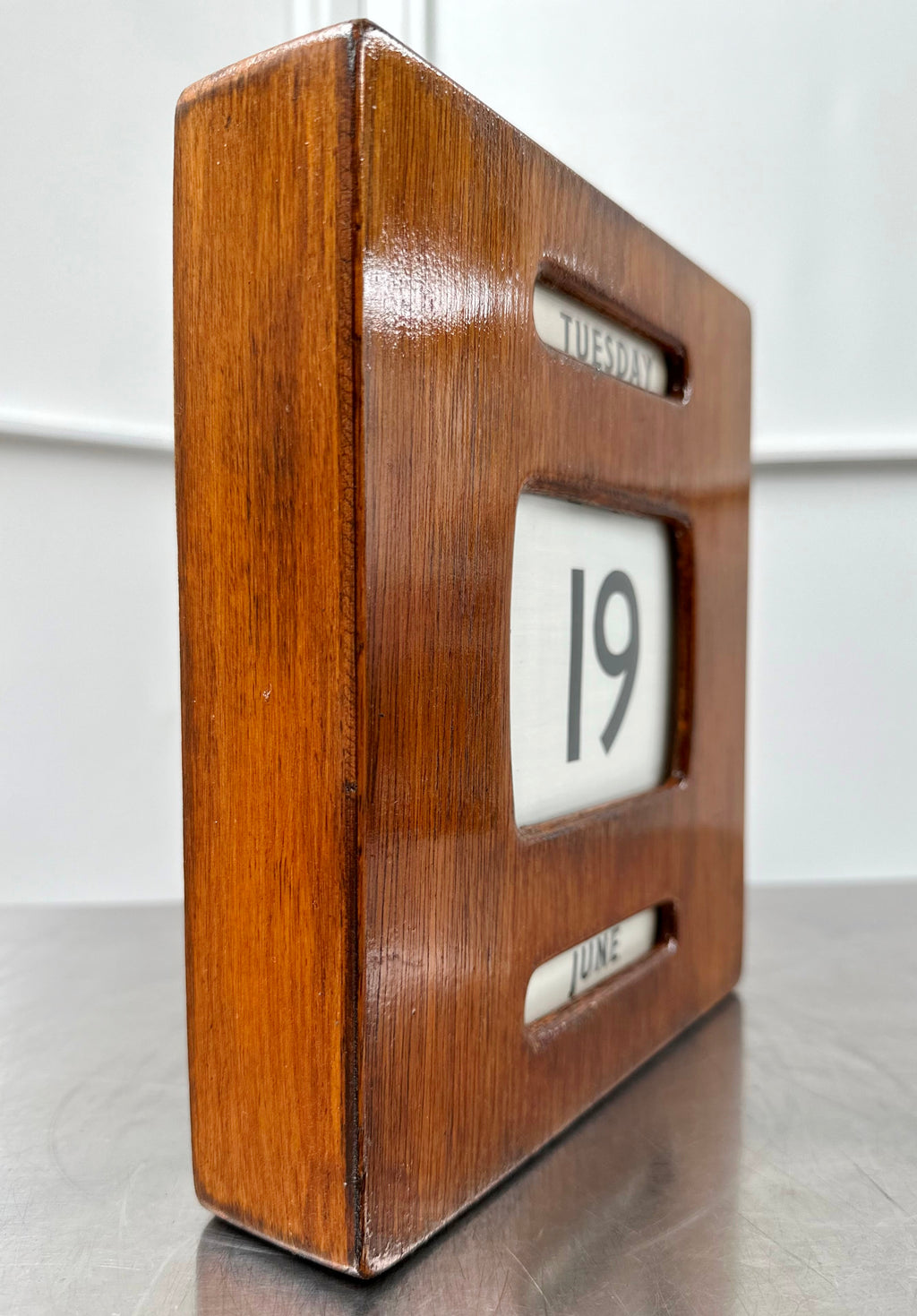 Vintage Perpetual Post Office Table Desk Wooden Calendar | Adelaide Clocks