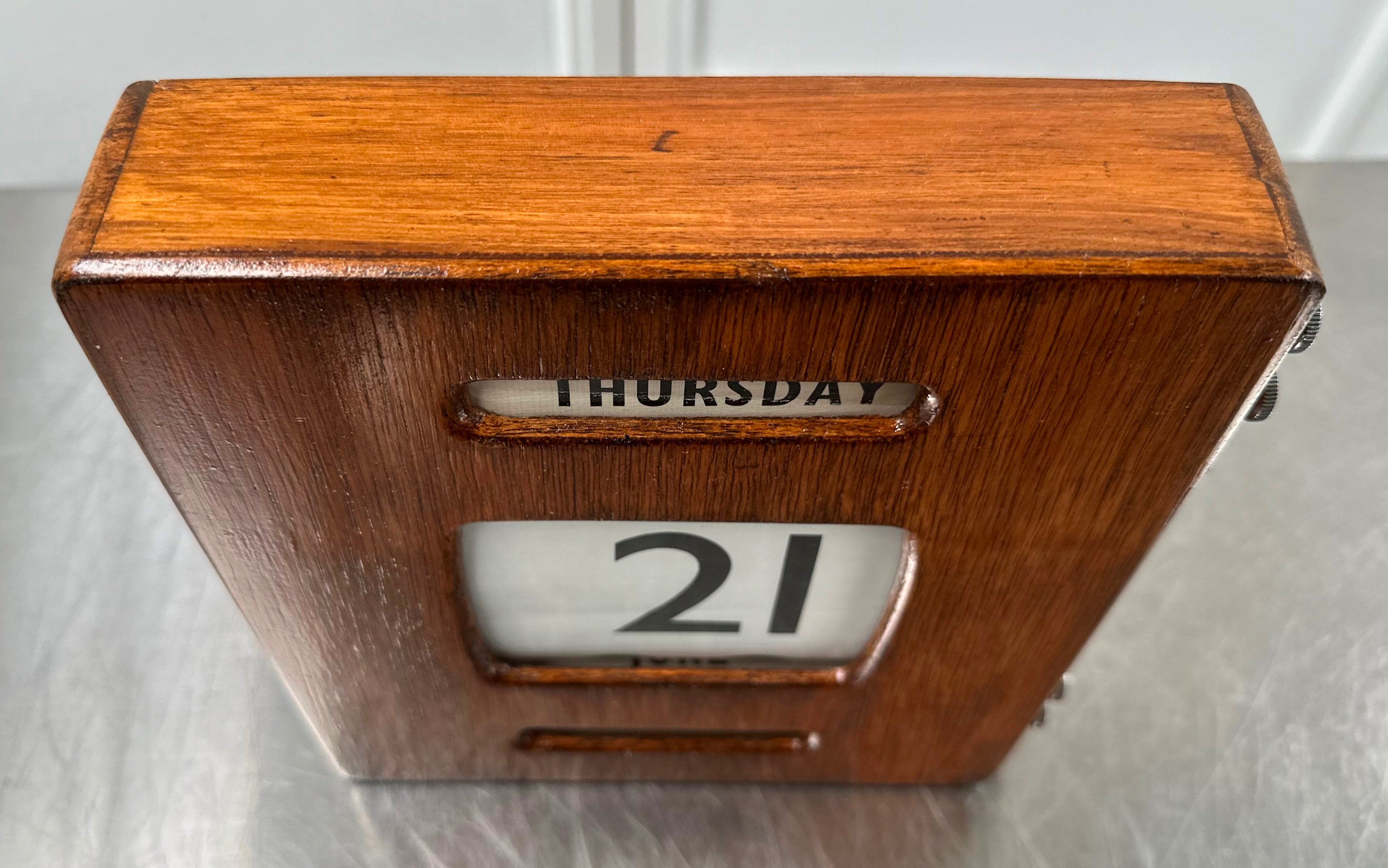 Vintage Perpetual Post Office Table Desk Wooden Calendar | Adelaide Clocks