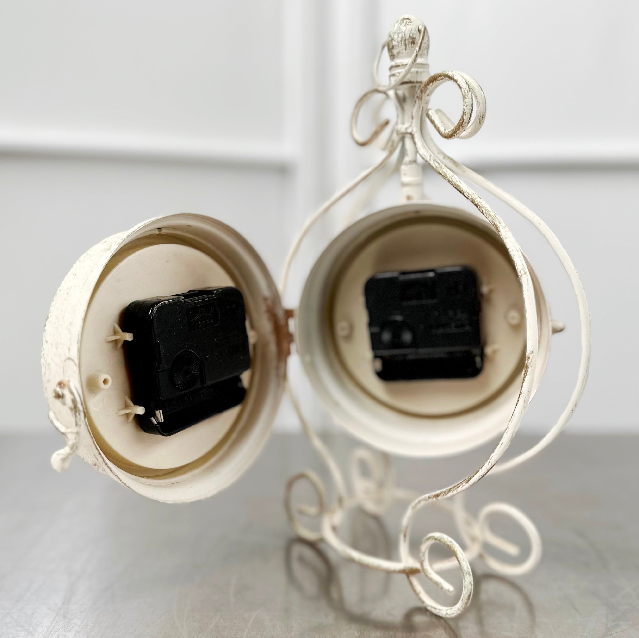 Vintage Double Sided Distressed Style Battery Mantel Clock | Adelaide Clocks