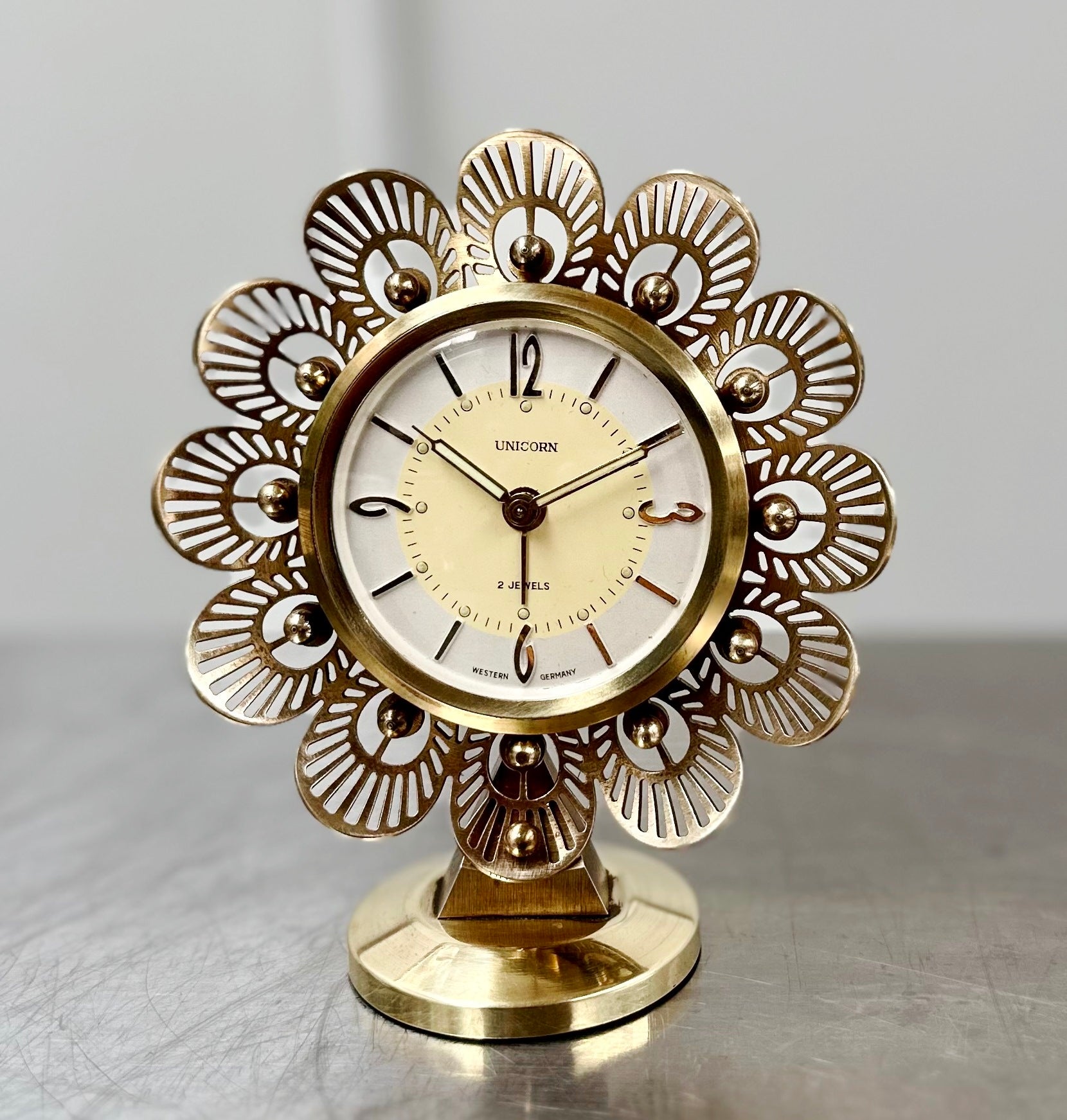 Vintage UNICORN German Starburst Petite Desk Alarm Clock | Adelaide Clocks