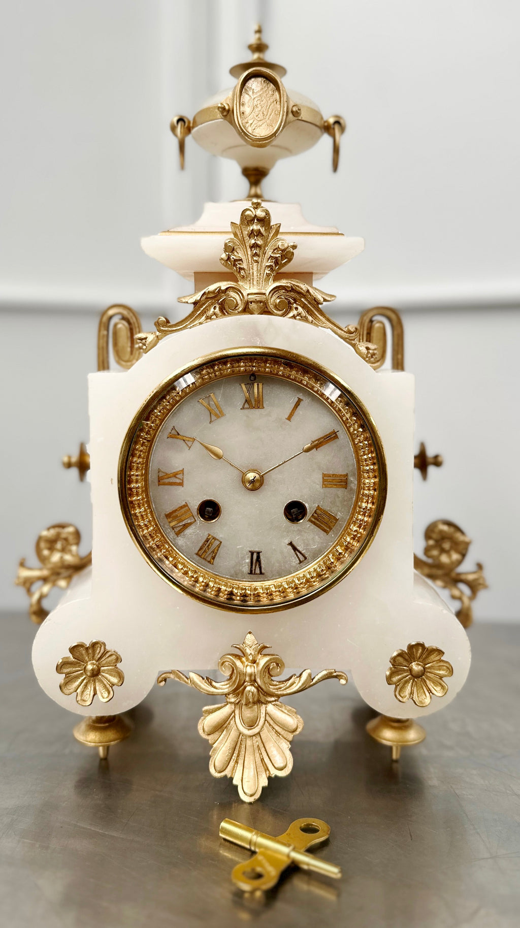 Antique French Alabaster Chameroy Ornate Mantel Clock | Adelaide Clocks