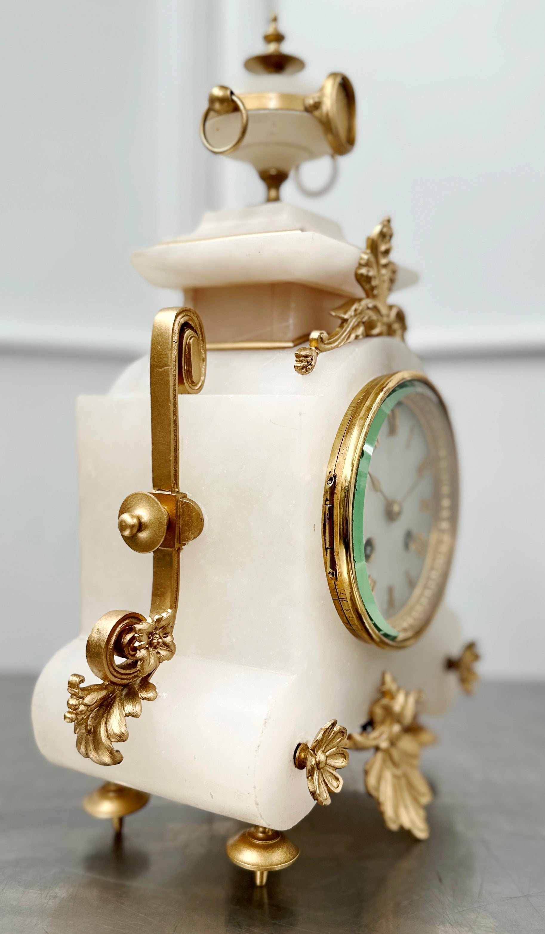 Antique French Alabaster Chameroy Ornate Mantel Clock | Adelaide Clocks