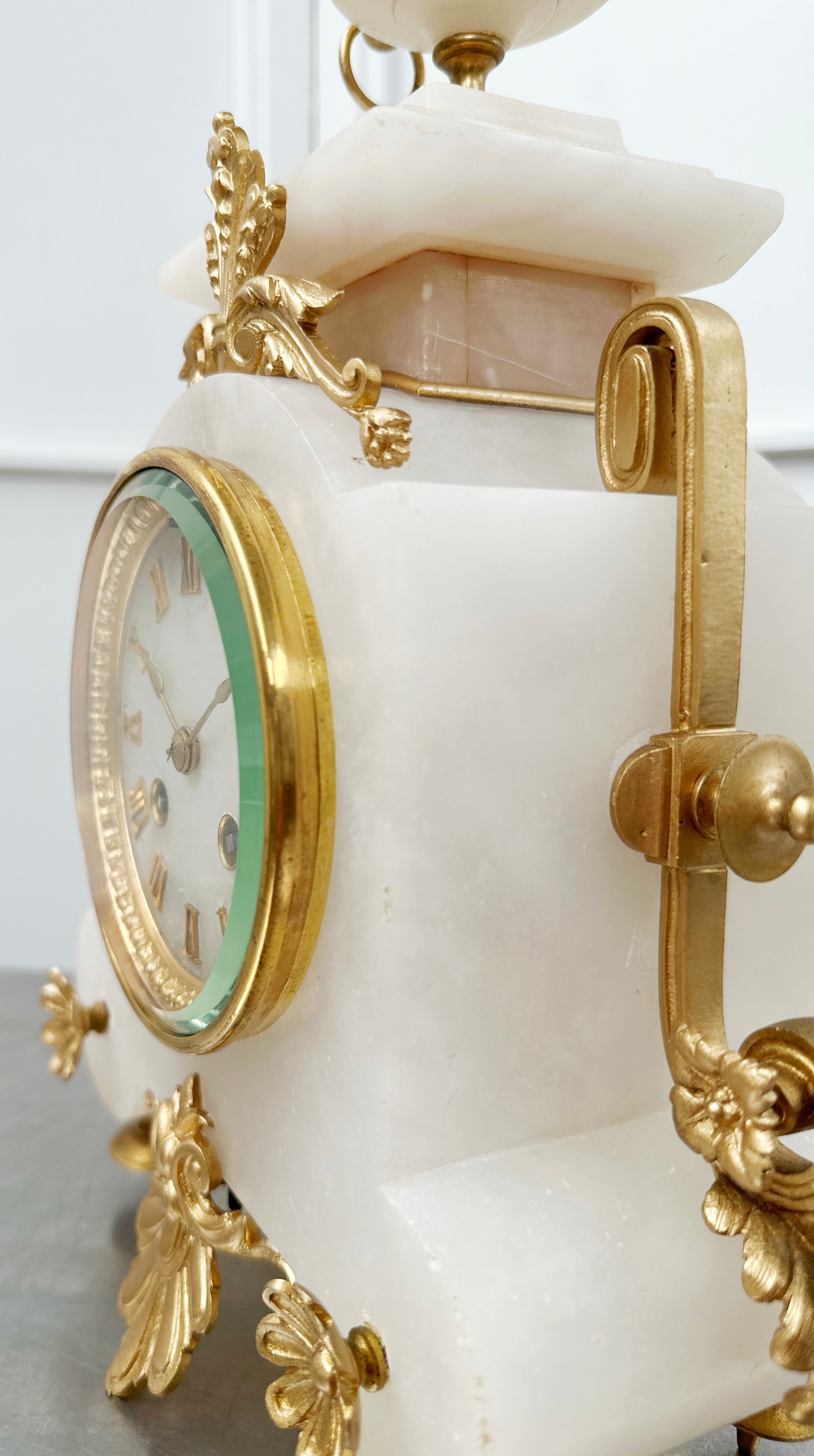 Antique French Alabaster Chameroy Ornate Mantel Clock | Adelaide Clocks