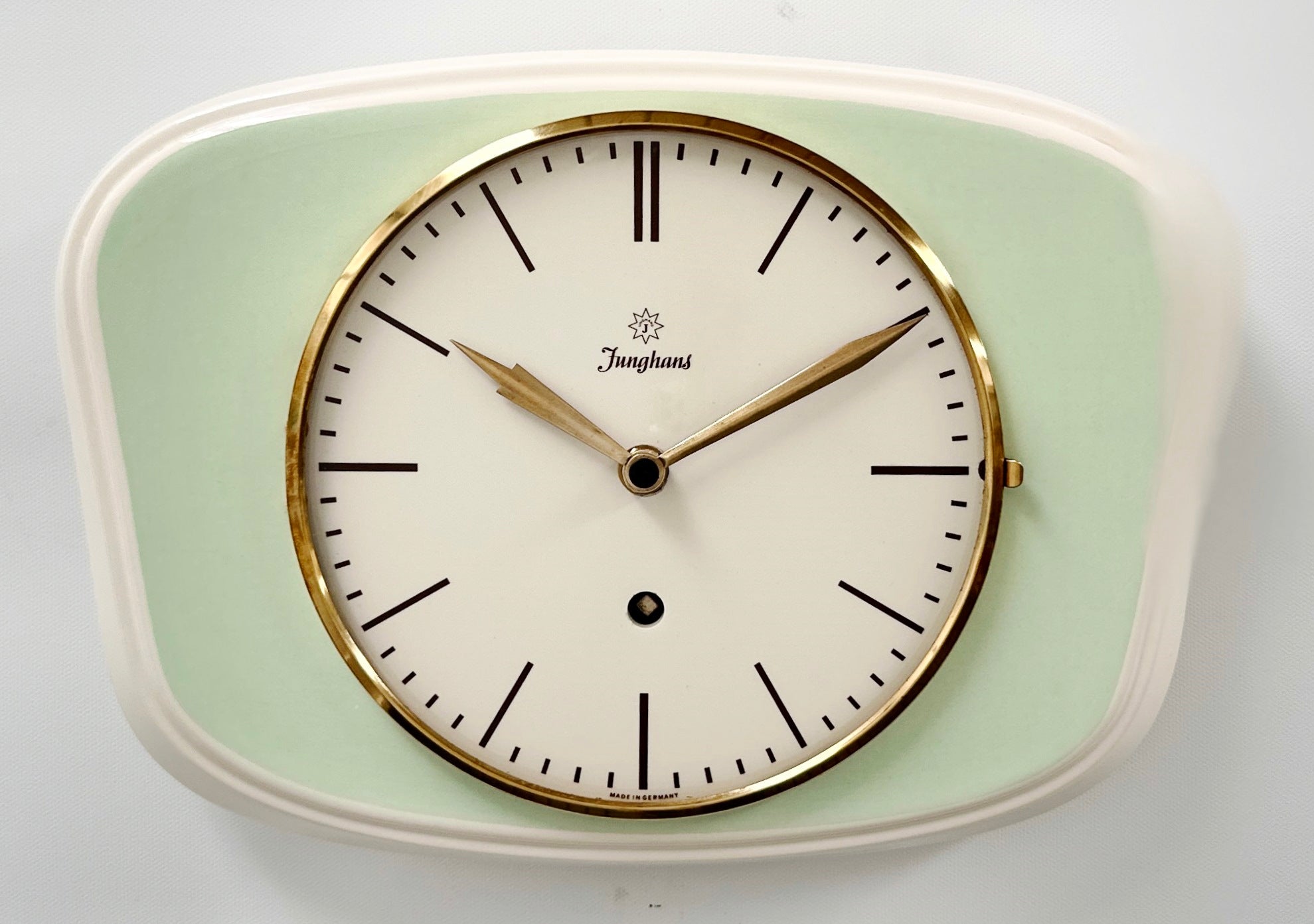 Vintage JUNGHANS Ceramic Green Quartz Kitchen Wall Clock  | Adelaide Clocks