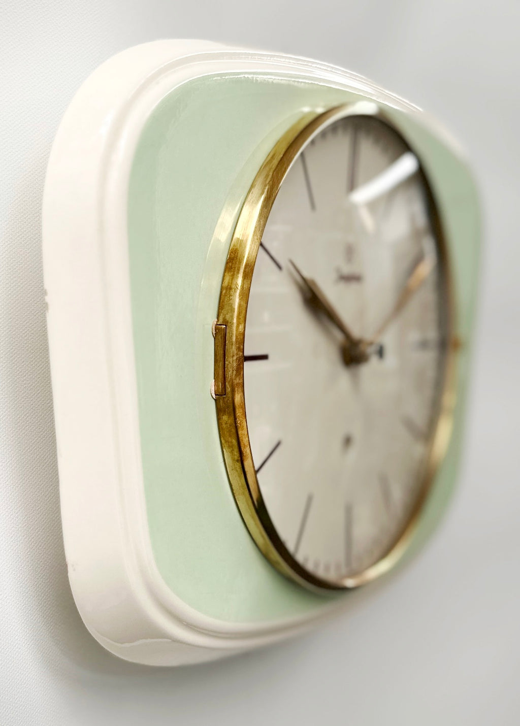 Vintage JUNGHANS Ceramic Green Quartz Kitchen Wall Clock  | Adelaide Clocks