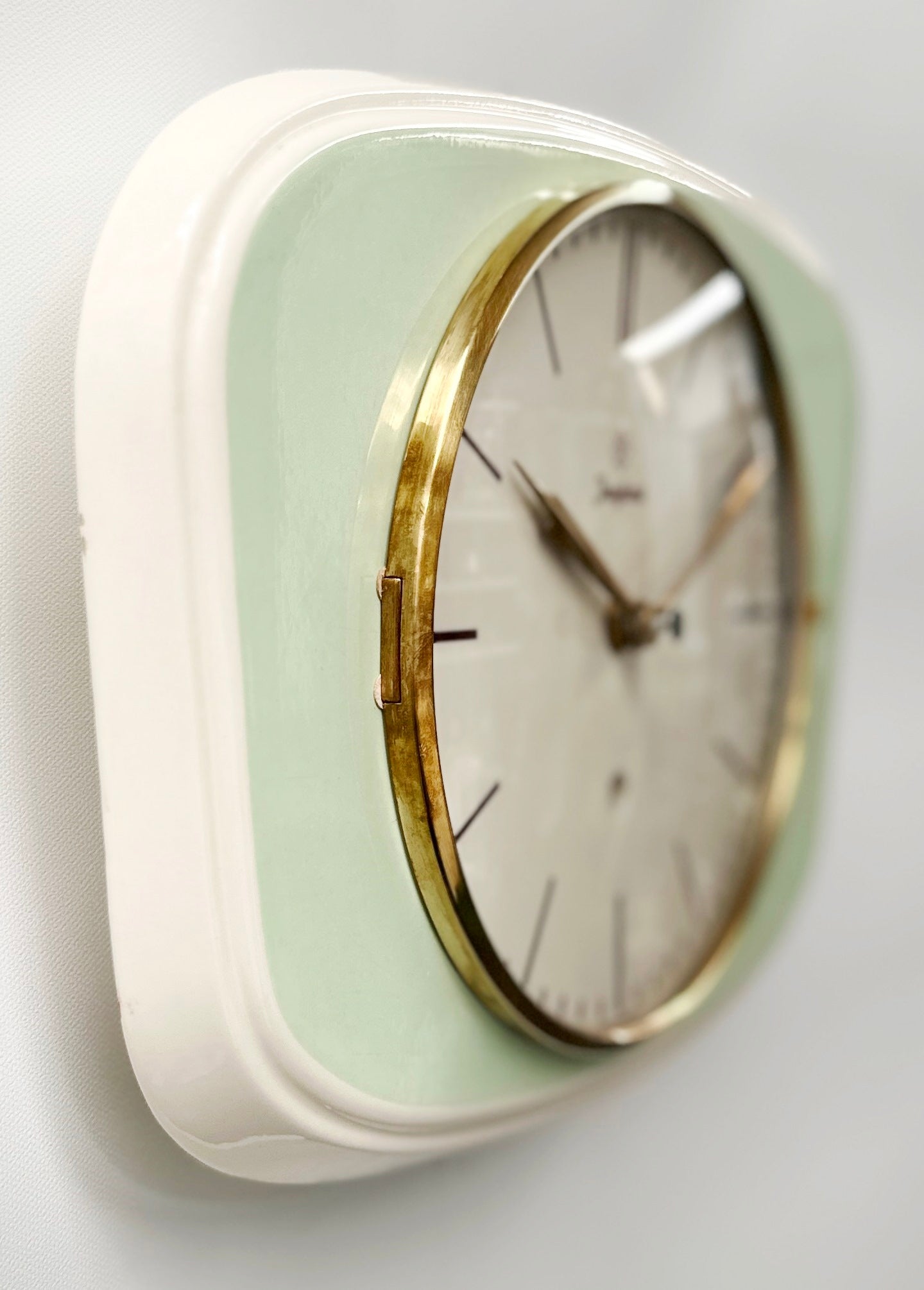 Vintage JUNGHANS Ceramic Green Quartz Kitchen Wall Clock  | Adelaide Clocks