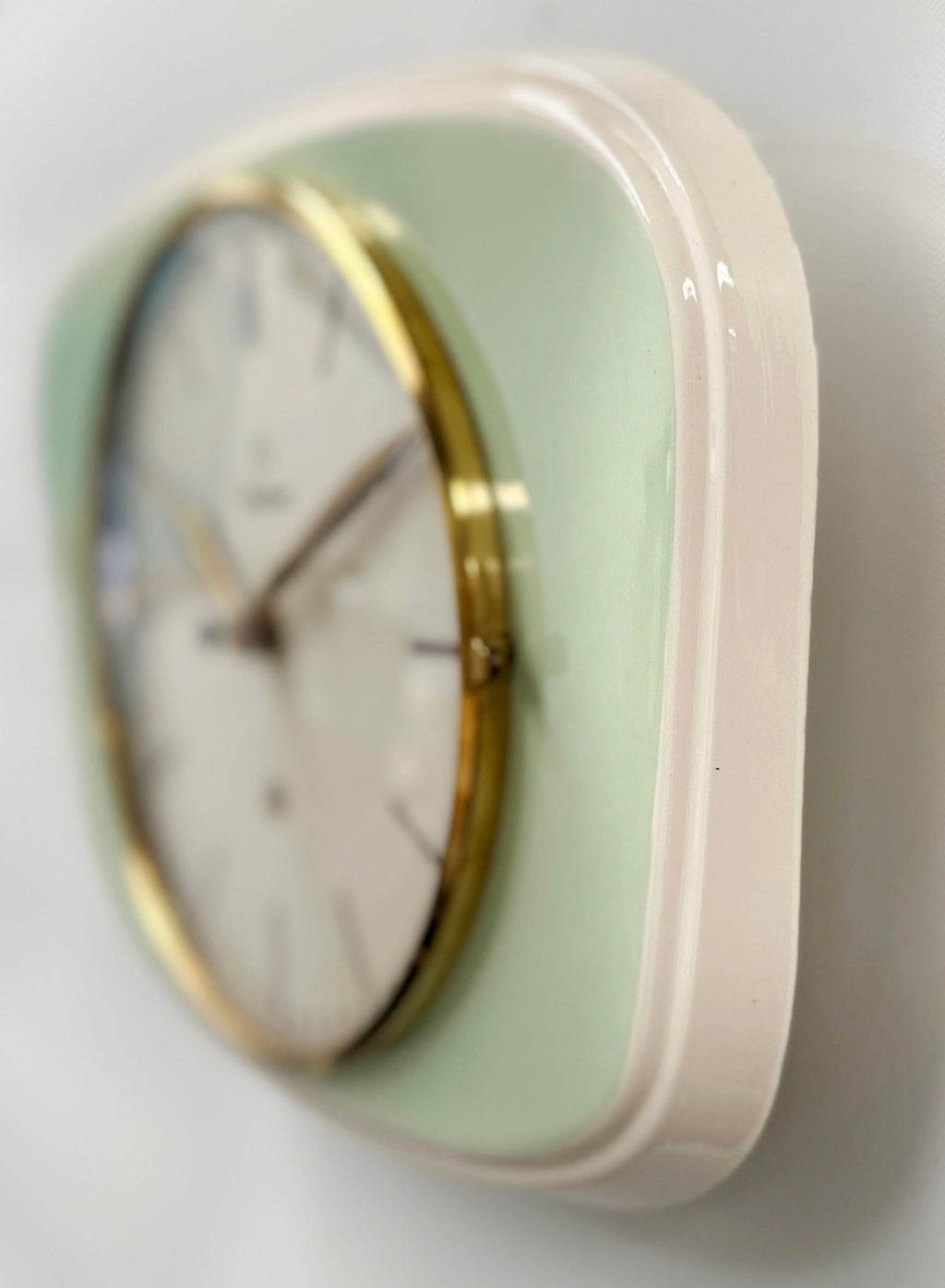Vintage JUNGHANS Ceramic Green Quartz Kitchen Wall Clock  | Adelaide Clocks