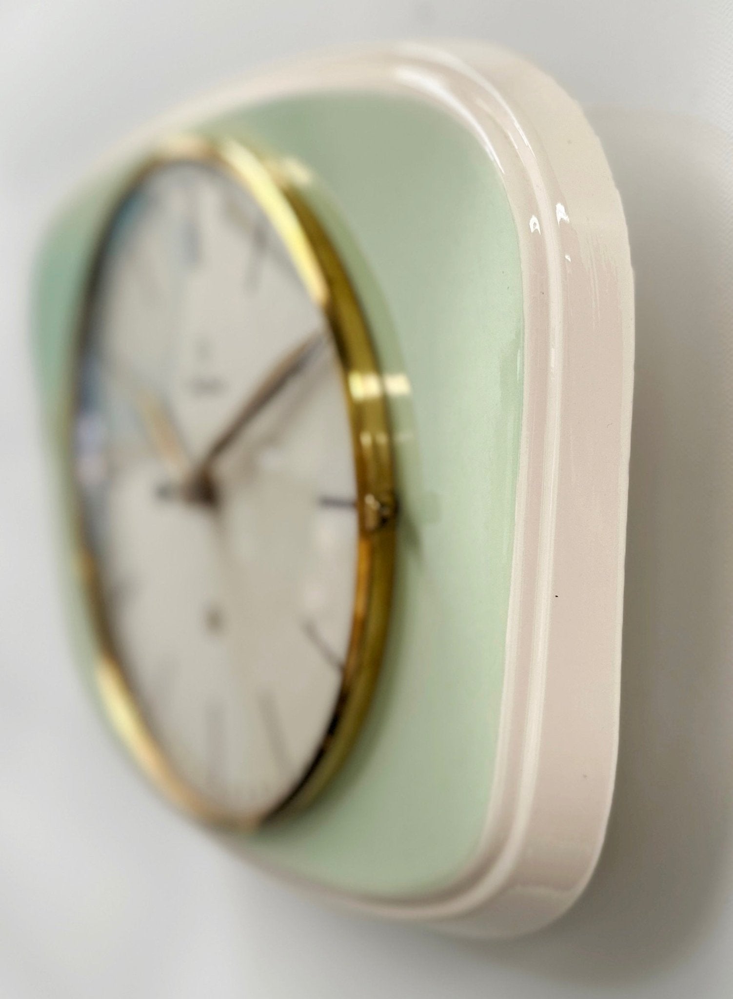 Vintage JUNGHANS Ceramic Green Quartz Kitchen Wall Clock  | Adelaide Clocks