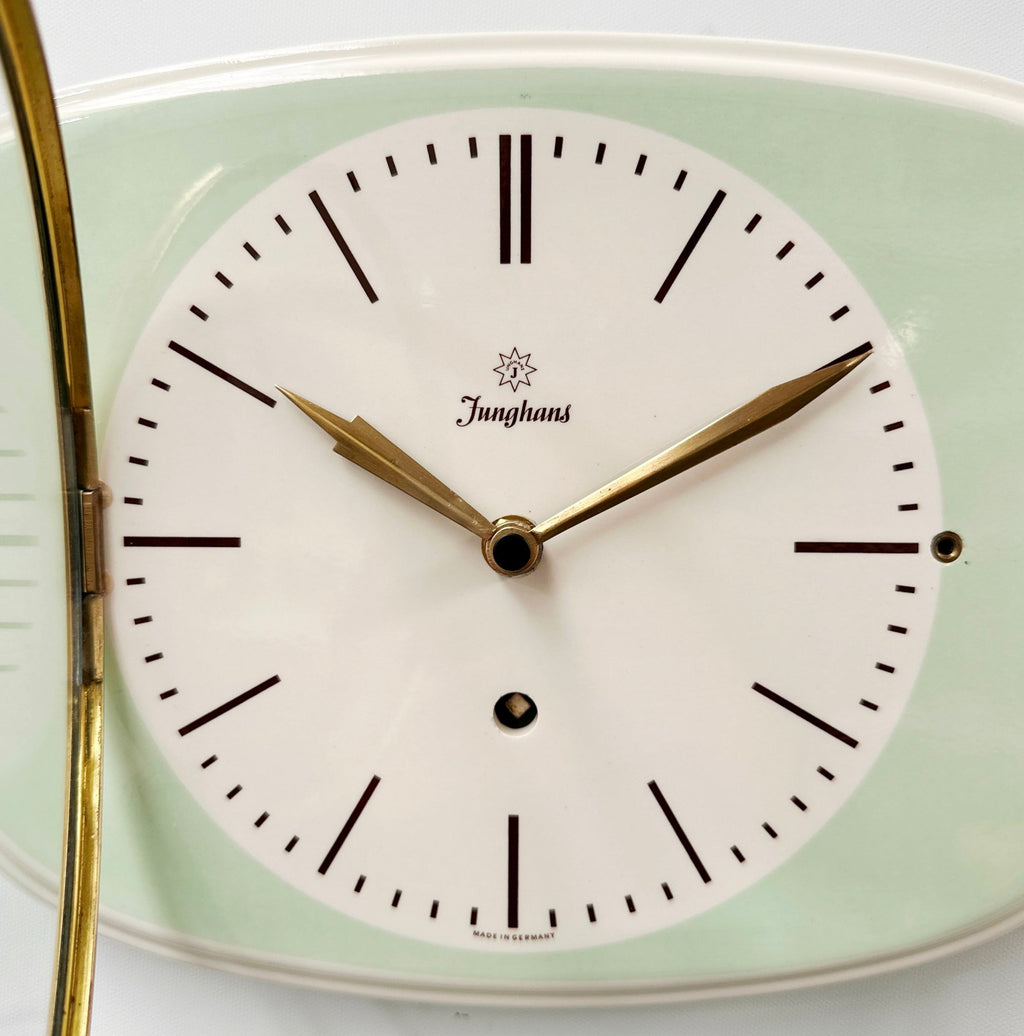 Vintage JUNGHANS Ceramic Green Quartz Kitchen Wall Clock  | Adelaide Clocks