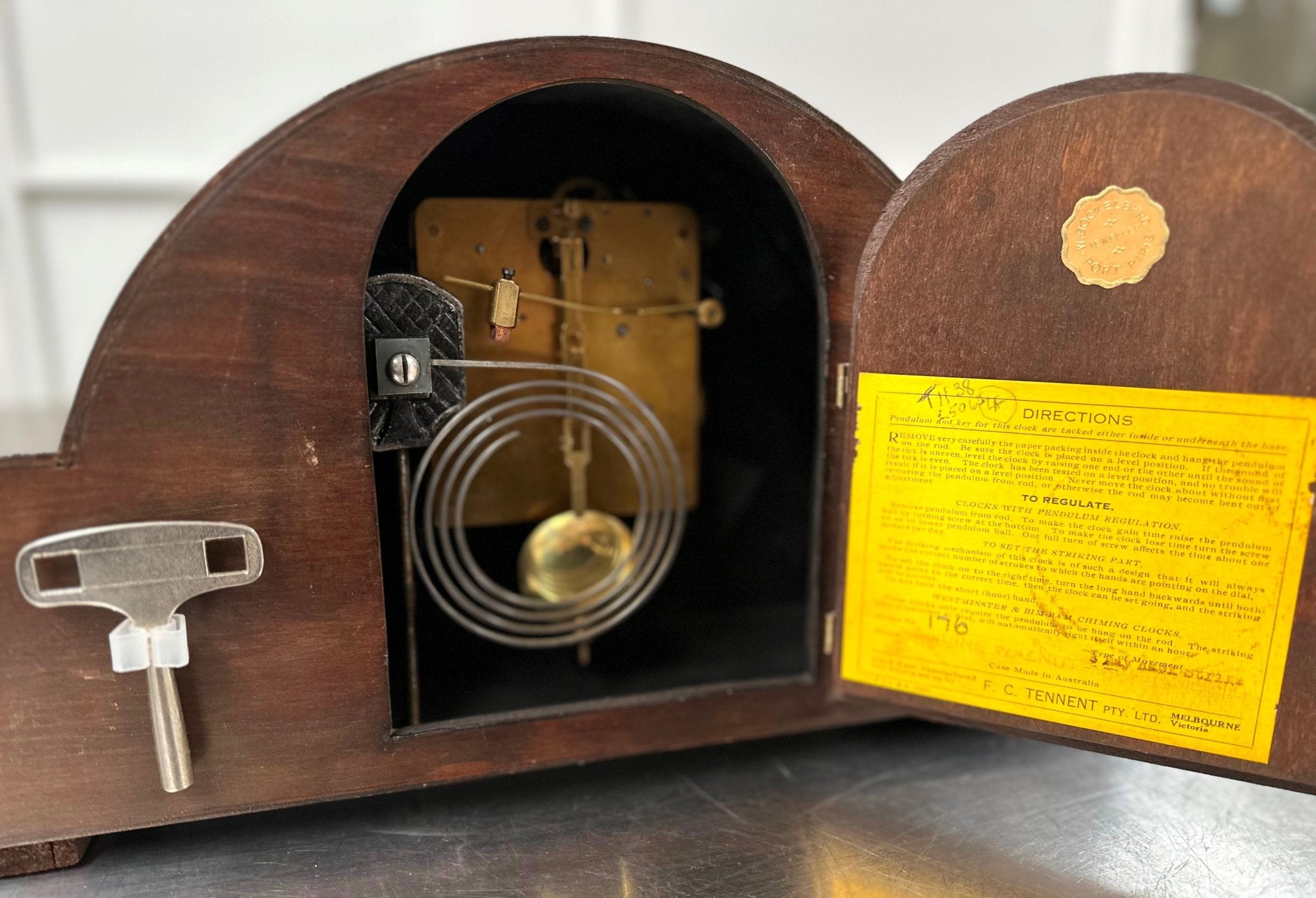 Vintage Art Deco FHS German Hammer on Coil Strike Mantel Clock | Adelaide Clocks