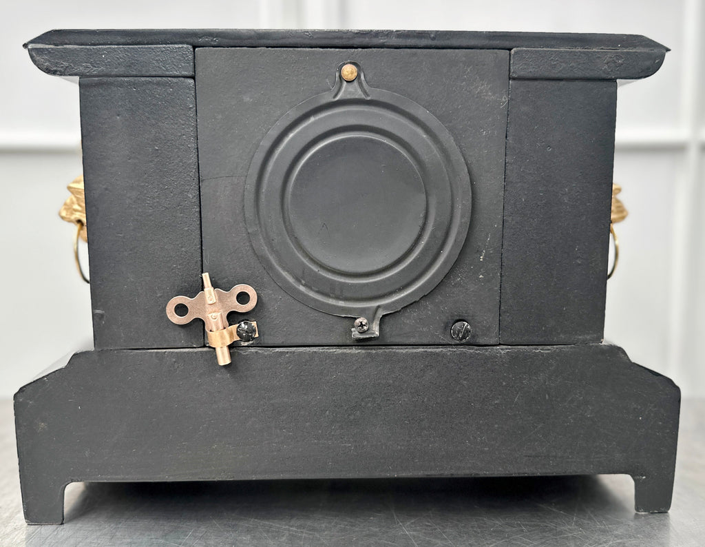 Antique Cast Iron NEW HAVEN, U.S.A. Figural Mantel Clock | Adelaide Clocks