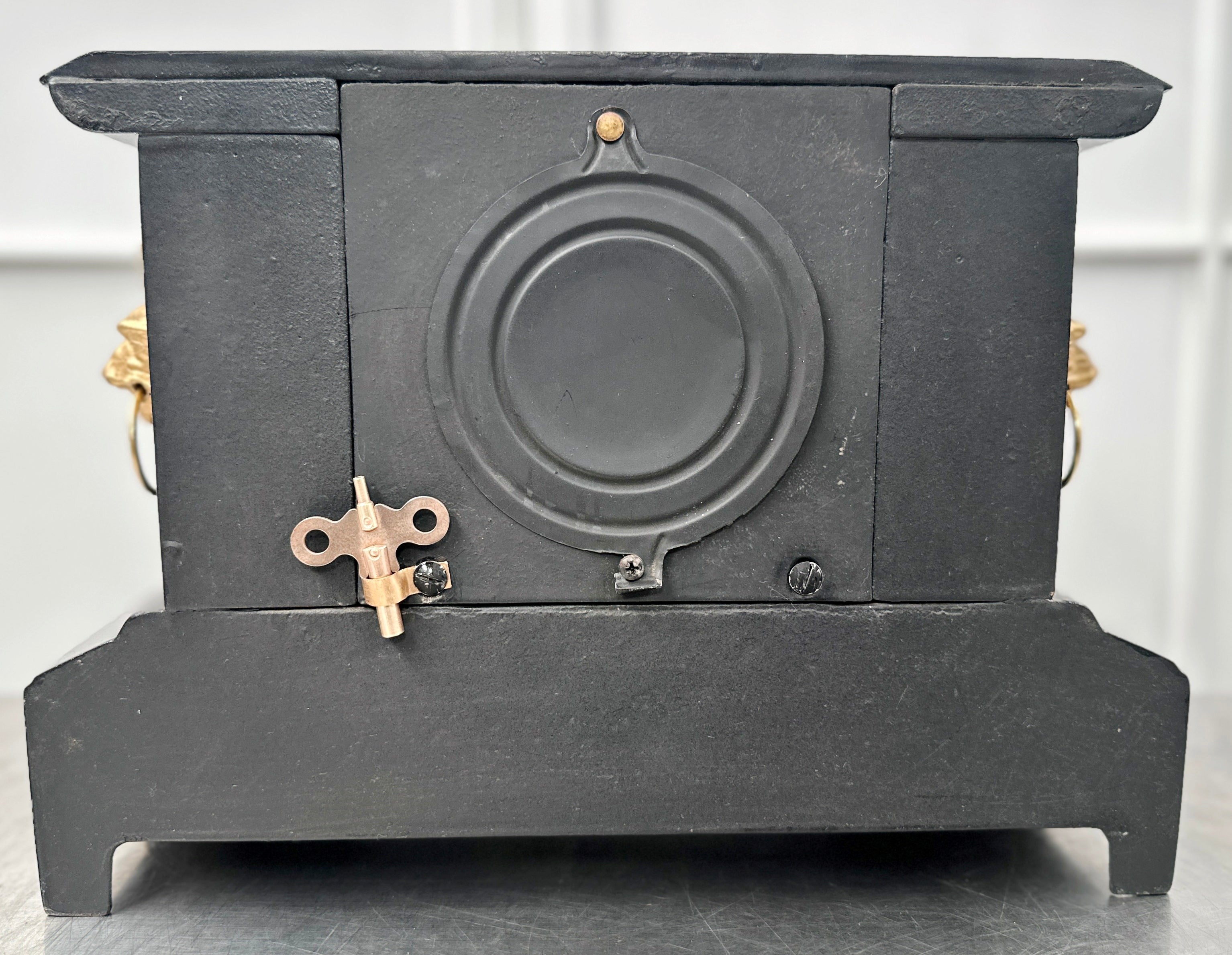 Antique Cast Iron NEW HAVEN, U.S.A. Figural Mantel Clock | Adelaide Clocks