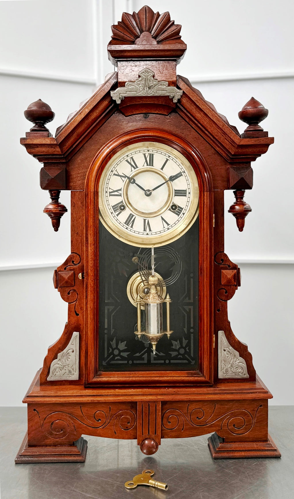 Antique Gothic Single Barrel Hammer on Coil Pendulum Mantel Clock | Adelaide Clocks