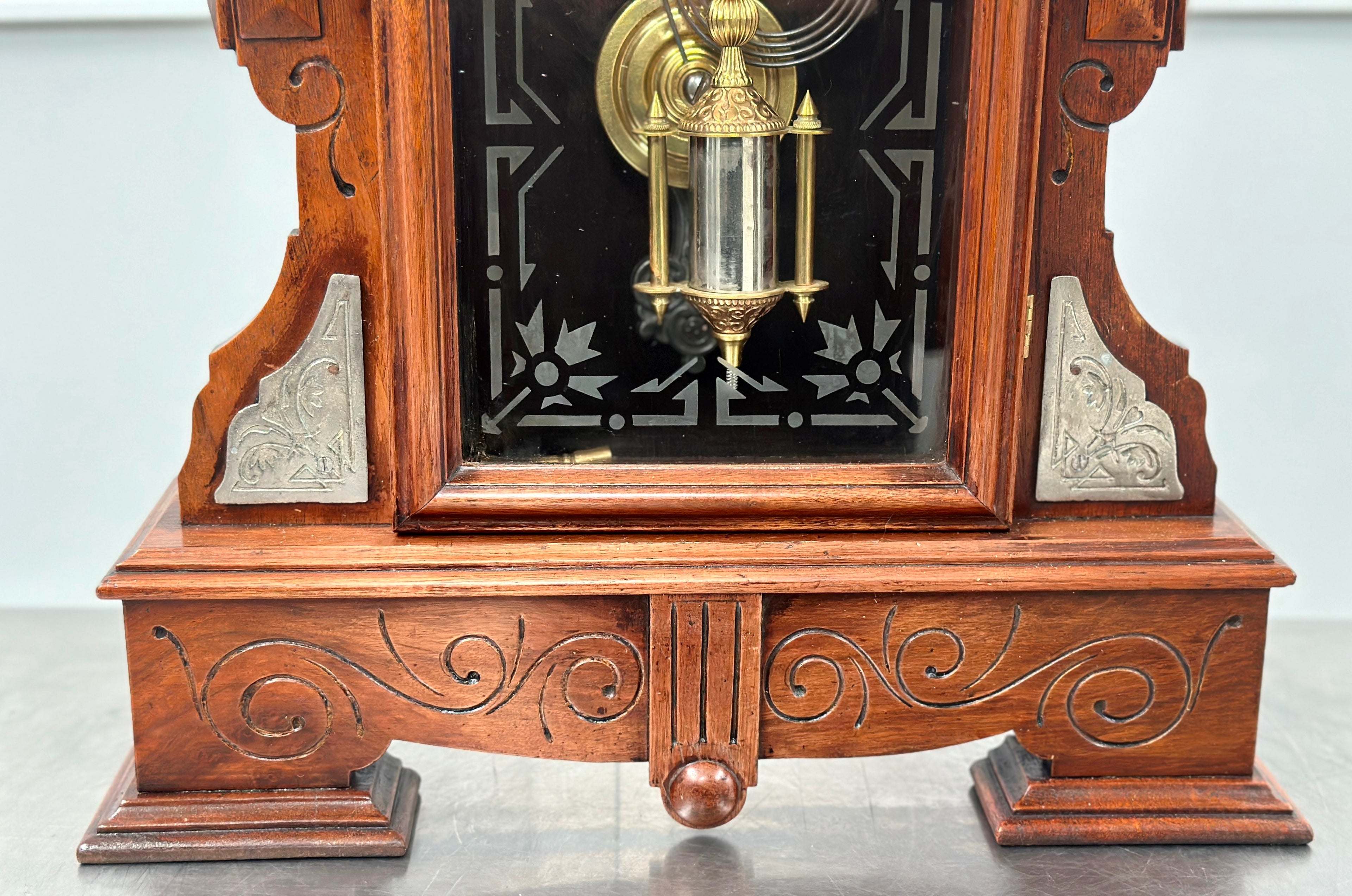 Antique Gothic Single Barrel Hammer on Coil Pendulum Mantel Clock | Adelaide Clocks