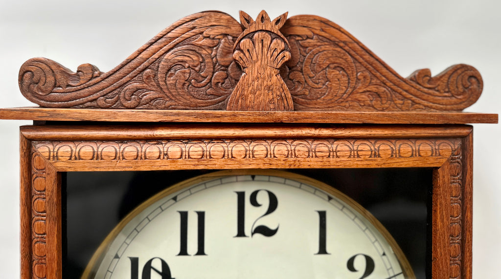 Antique Oak Wood GILBERT Wall Clock with Silent Tick-Tock Movement | Adelaide Clocks