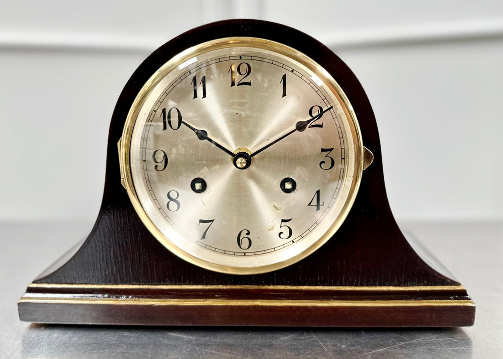 Vintage Art Deco Mahogany Wooden Battery Mantel Clock | Adelaide Clocks