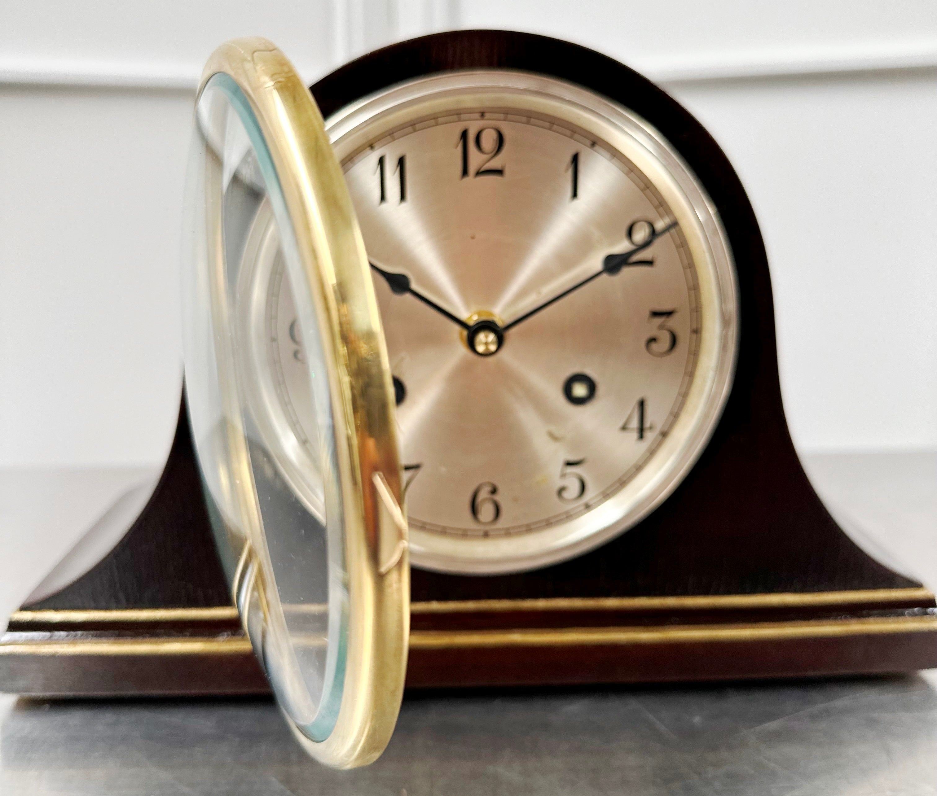 Vintage Art Deco Mahogany Wooden Battery Mantel Clock | Adelaide Clocks