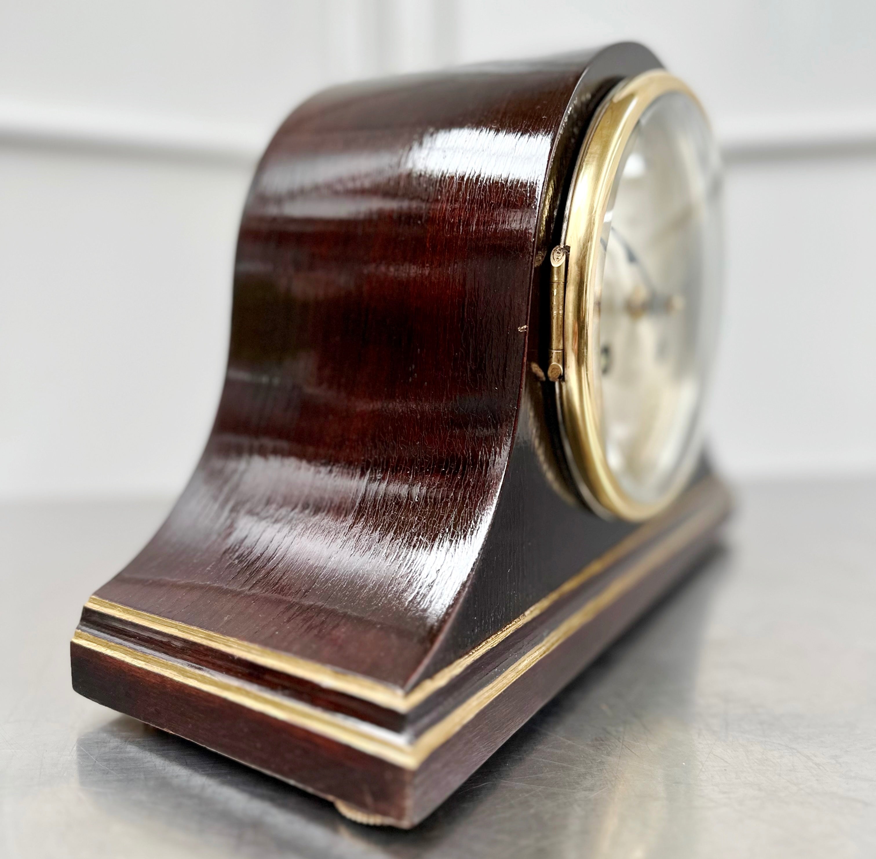 Vintage Art Deco Mahogany Wooden Battery Mantel Clock | Adelaide Clocks