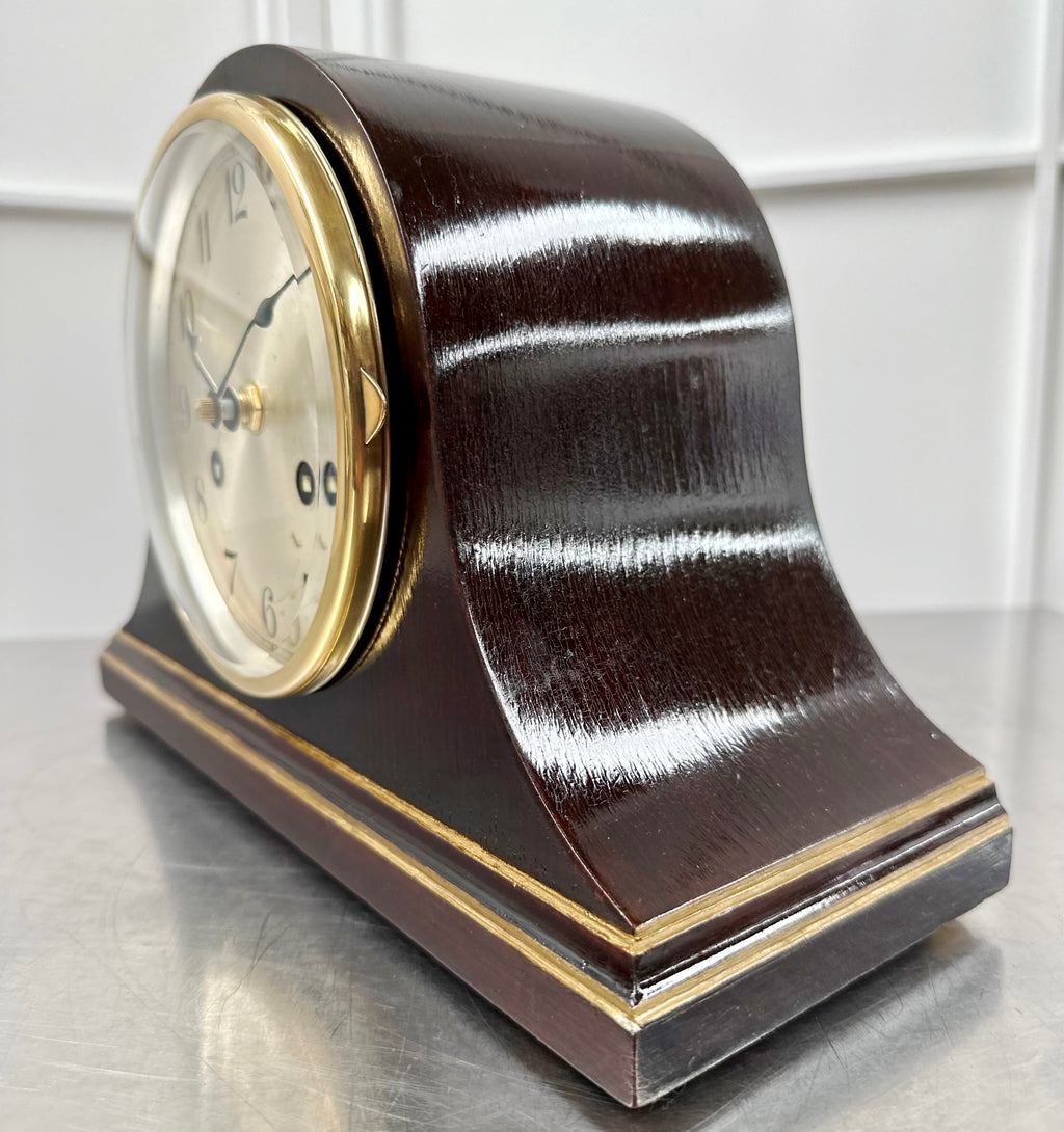 Vintage Art Deco Mahogany Wooden Battery Mantel Clock | Adelaide Clocks
