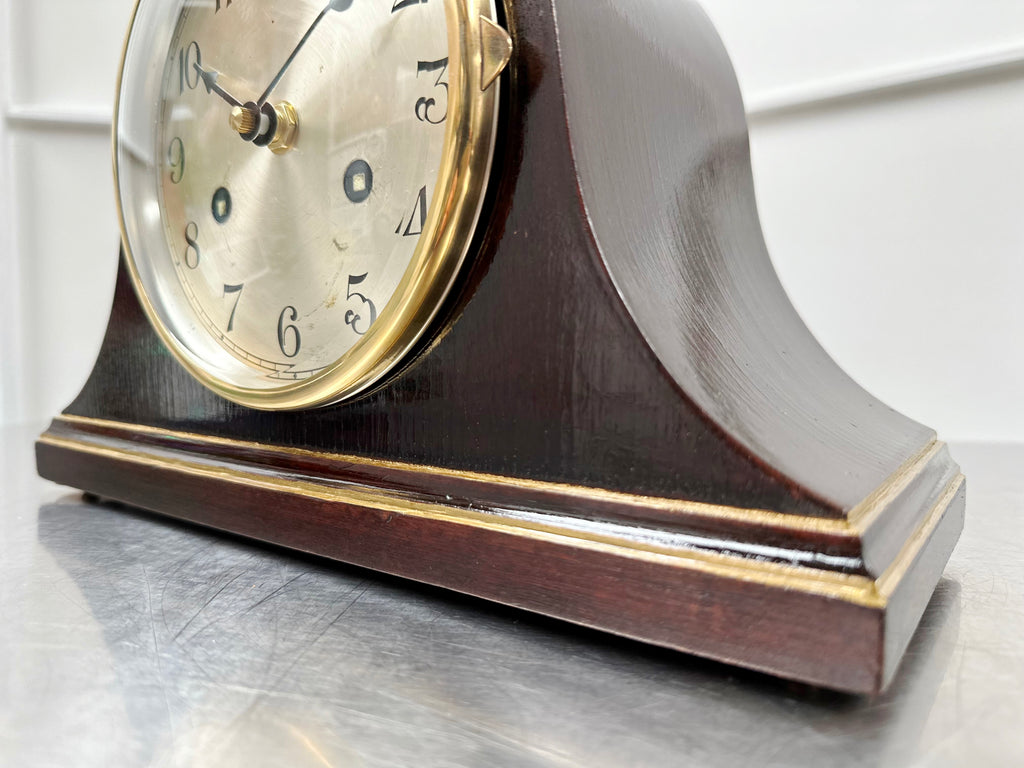 Vintage Art Deco Mahogany Wooden Battery Mantel Clock | Adelaide Clocks