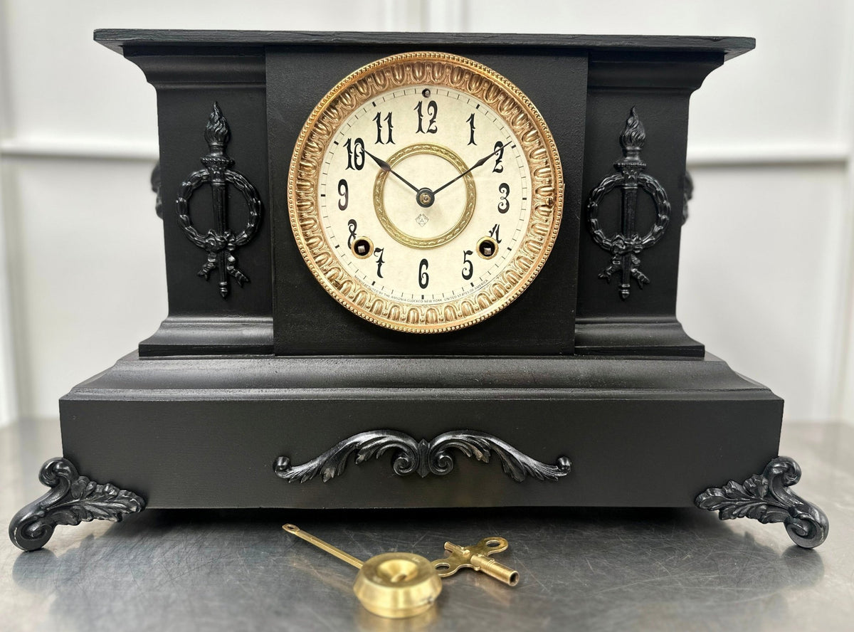 Antique Cast Iron Ansonia Hammer on Coil Chime Mantel Clock | Adelaide Clocks