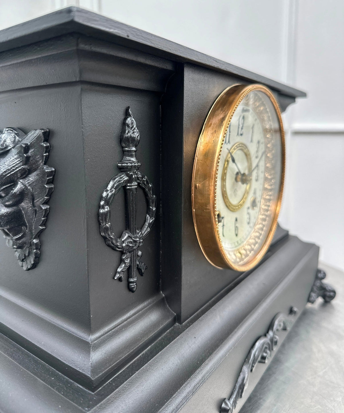 Antique Cast Iron Ansonia Hammer on Coil Chime Mantel Clock | Adelaide Clocks