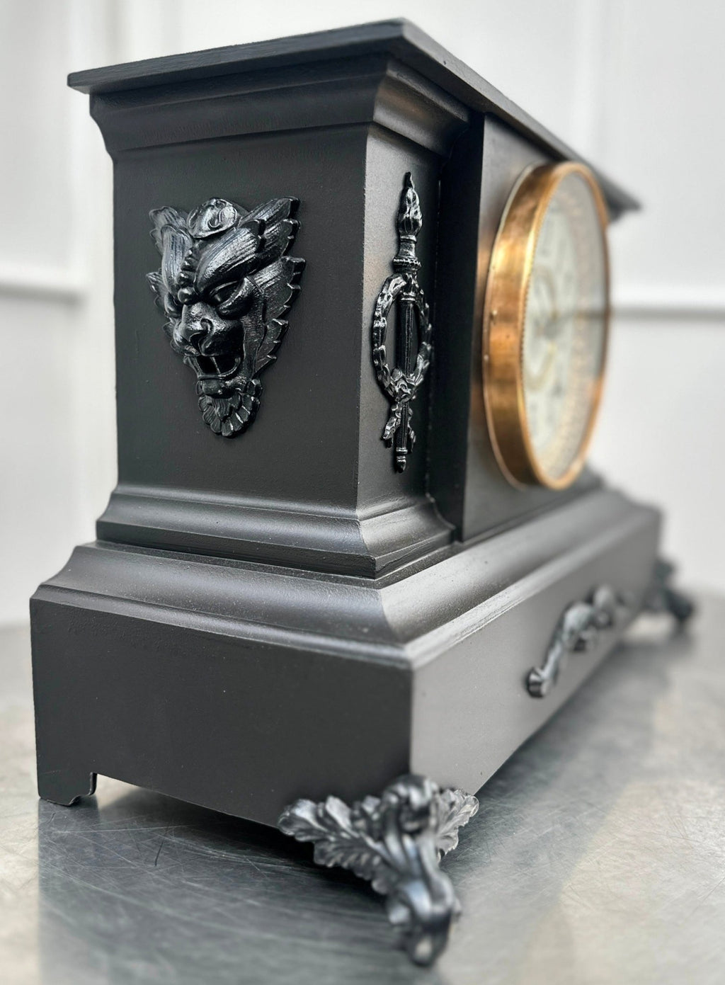 Antique Cast Iron Ansonia Hammer on Coil Chime Mantel Clock | Adelaide Clocks