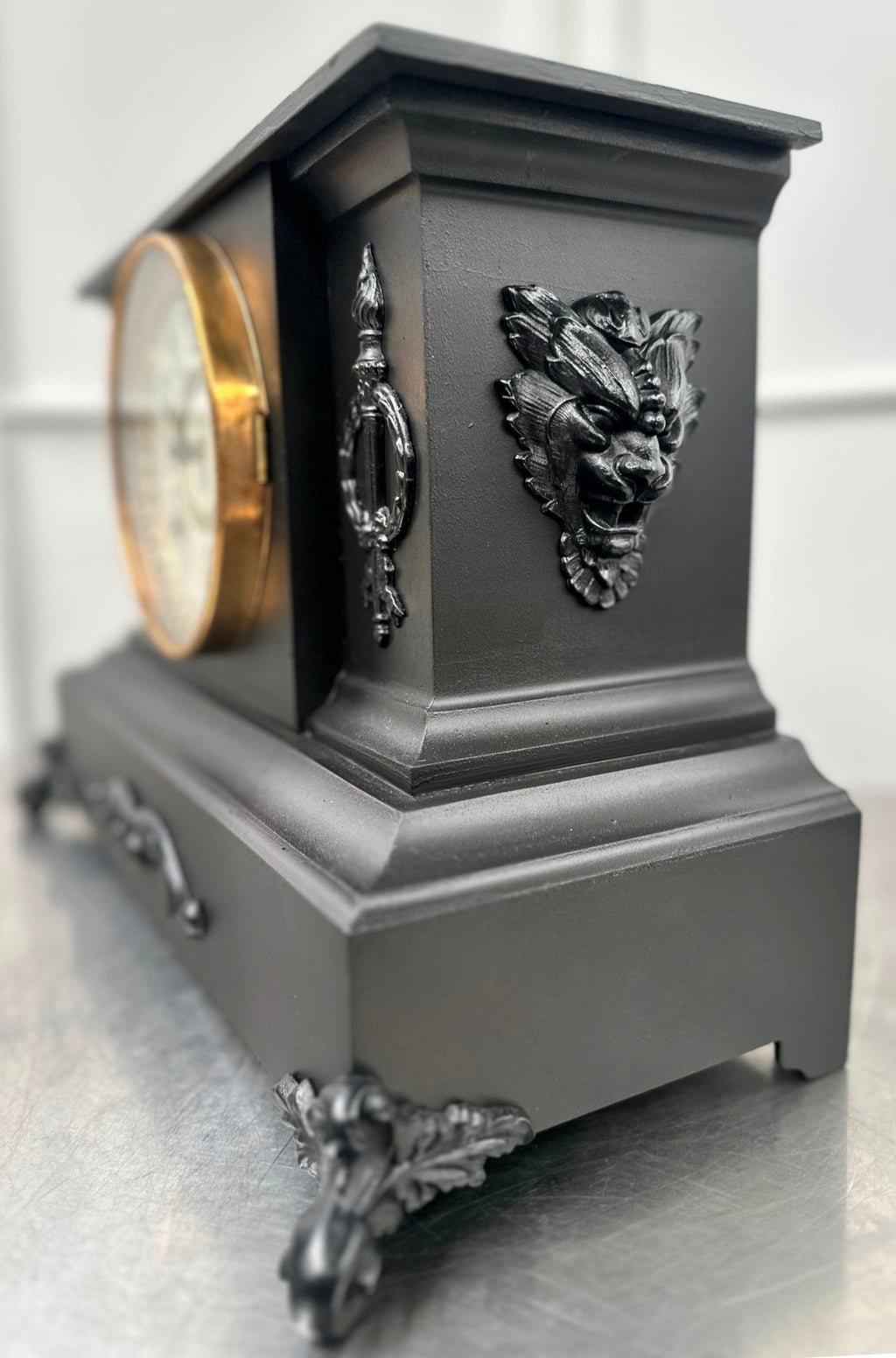 Antique Cast Iron Ansonia Hammer on Coil Chime Mantel Clock | Adelaide Clocks