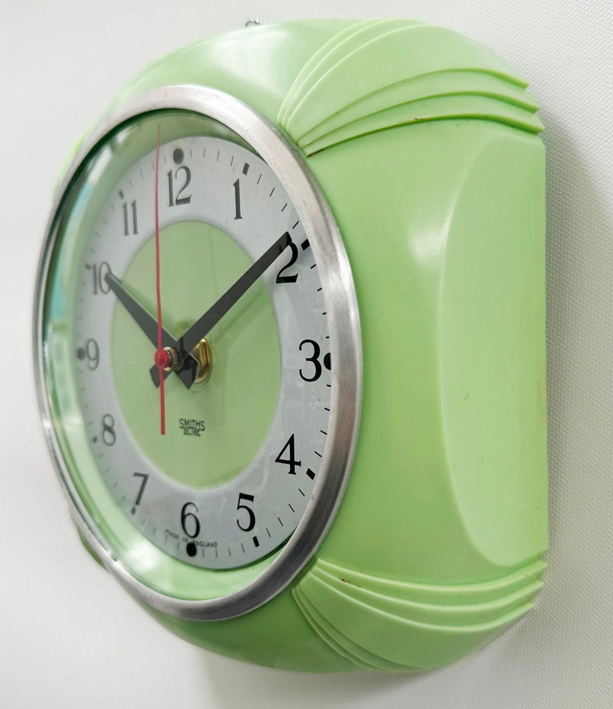 Vintage Green Bakelite Smiths Sectric Kitchen Wall Clock | Adelaide Clocks