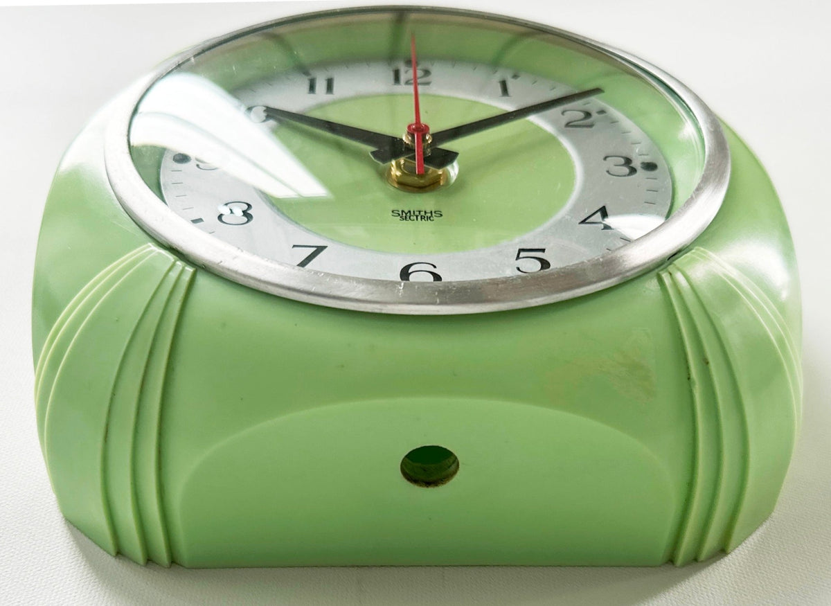 Vintage Green Bakelite Smiths Sectric Kitchen Wall Clock | Adelaide Clocks