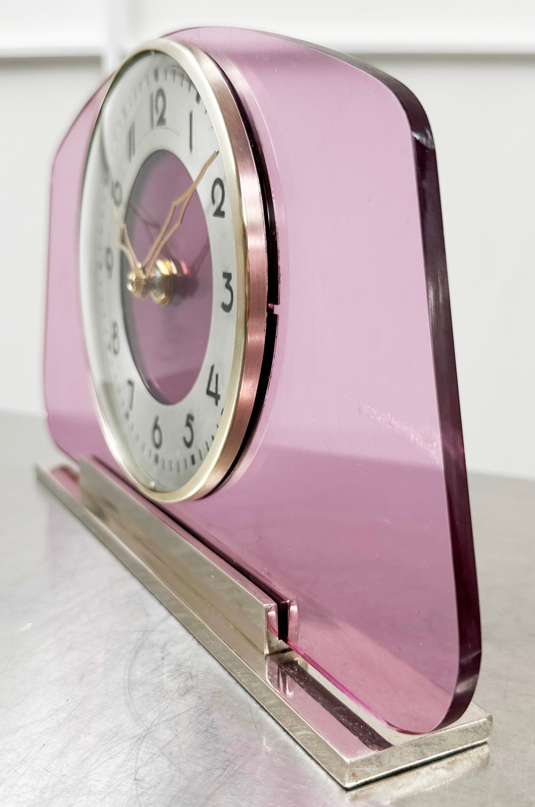 Vintage Art Deco RYTIME Battery Glass Mantel Clock | Adelaide Clocks