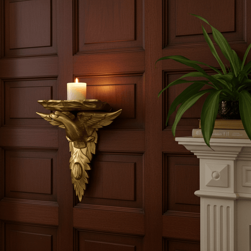 Wood Carved Eagle Wall Sconce | Adelaide Clocks