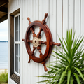 Vintage Wooden Ships Steering Wheel Wall Hanging | Adelaide Clocks