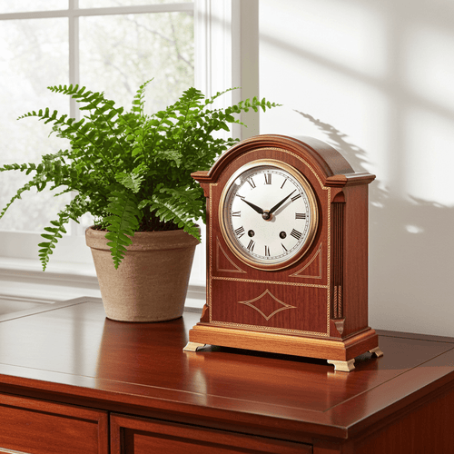 Antique Cathedral Battery Inlaid Mantel Clock | Adelaide Clocks