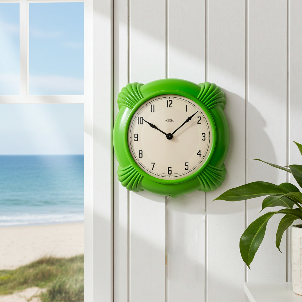 Electric Metamec GREEN Clamshell Bakelite Kitchen Wall Clock | Adelaide Clocks