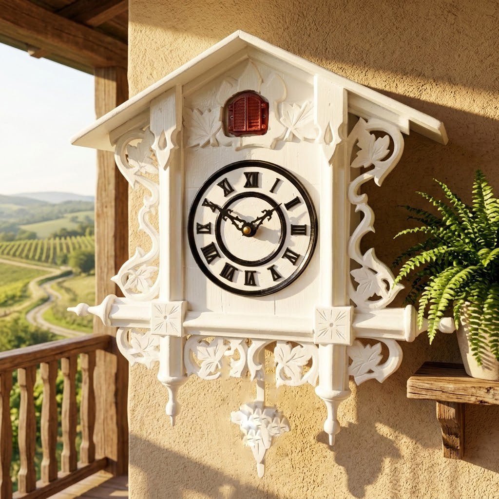 Vintage White Quartz Musical Cuckoo Wall Clock | Adelaide Clocks