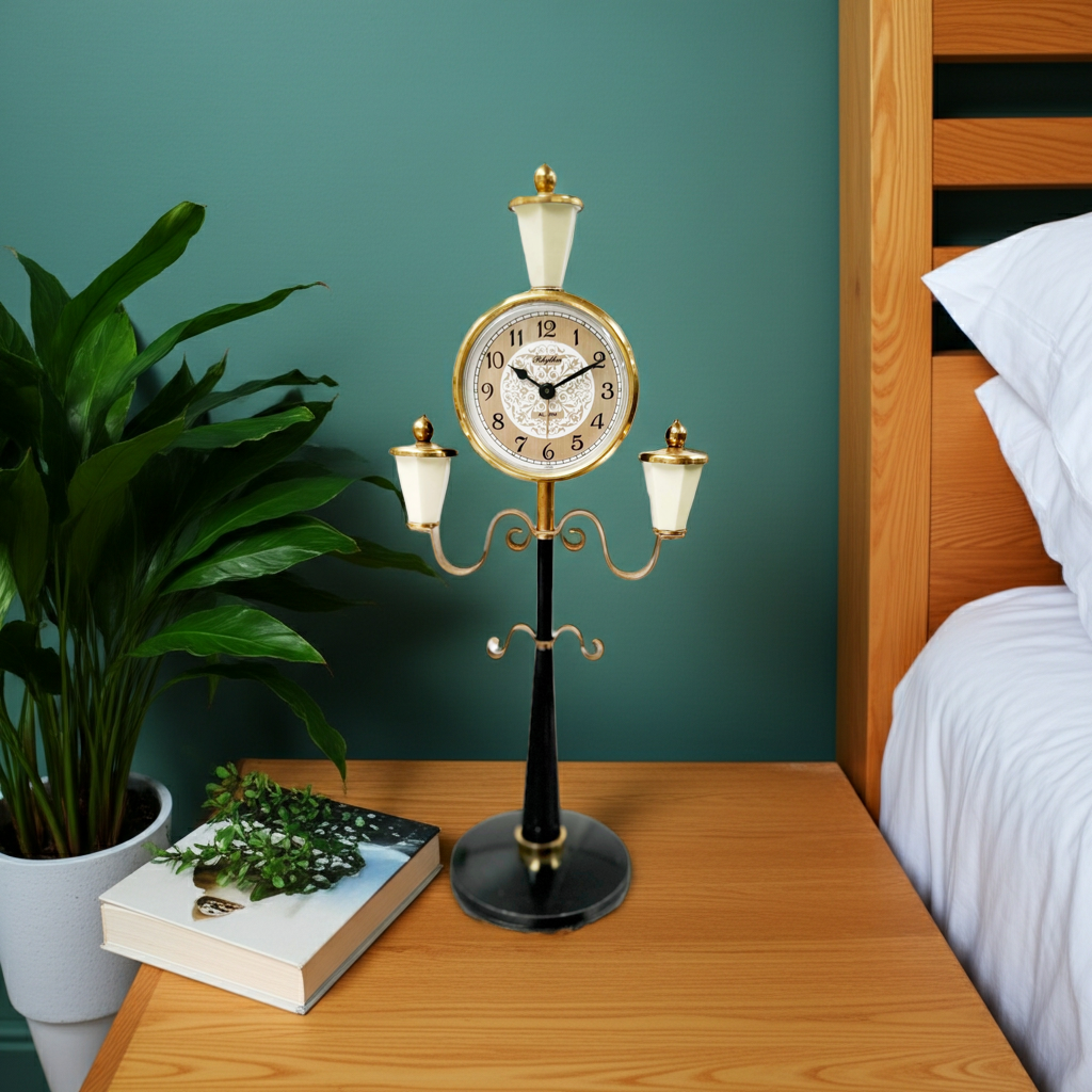 Vintage Rhythm Alarm Lamp Post Desk Clock | Adelaide Clocks