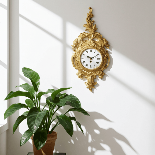 Vintage Original Ornate Figural Gold GERMAN Wall Clock | Adelaide Clocks