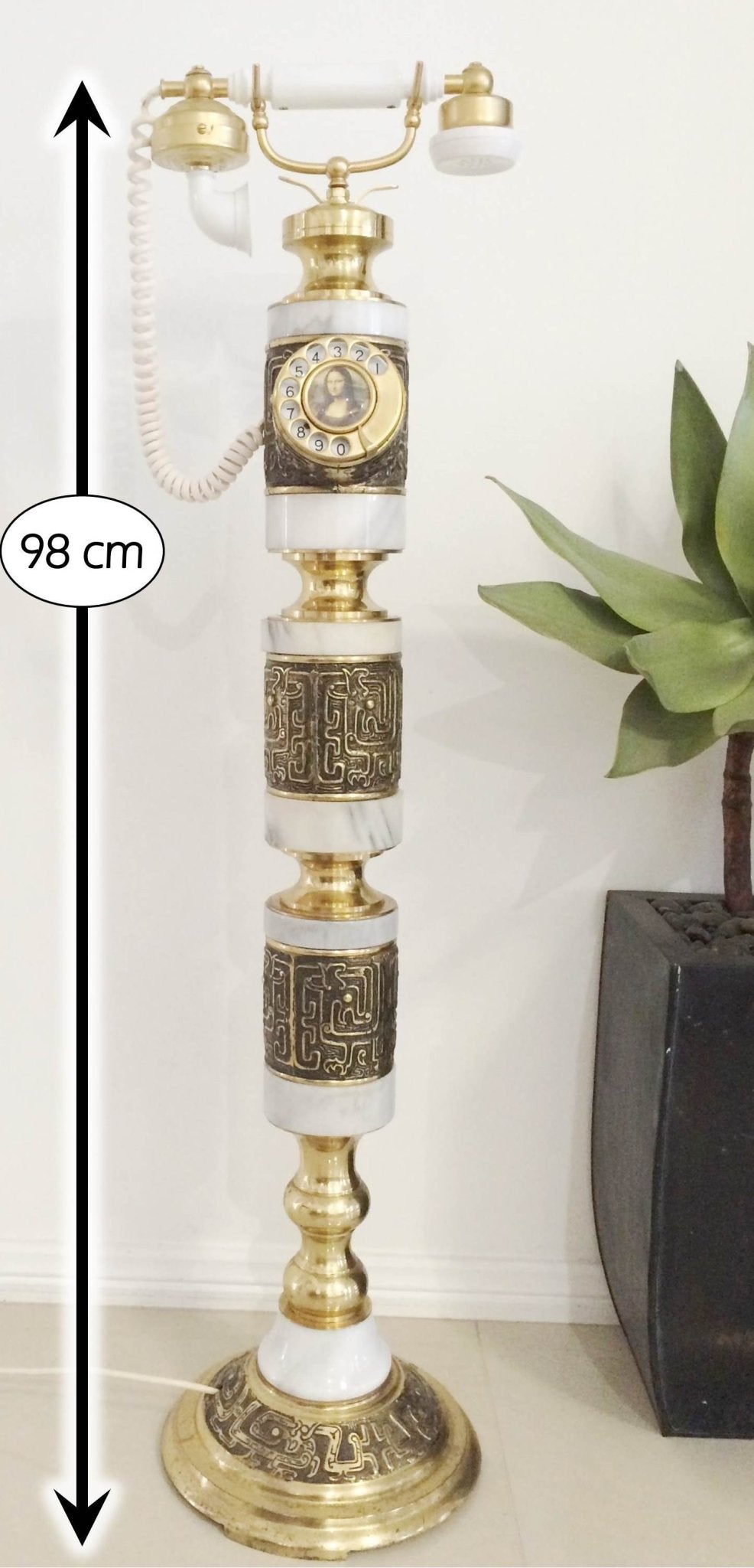 Vintage Marble and Brass Pedestal Rotary Telephone Stand | Adelaide Clocks 