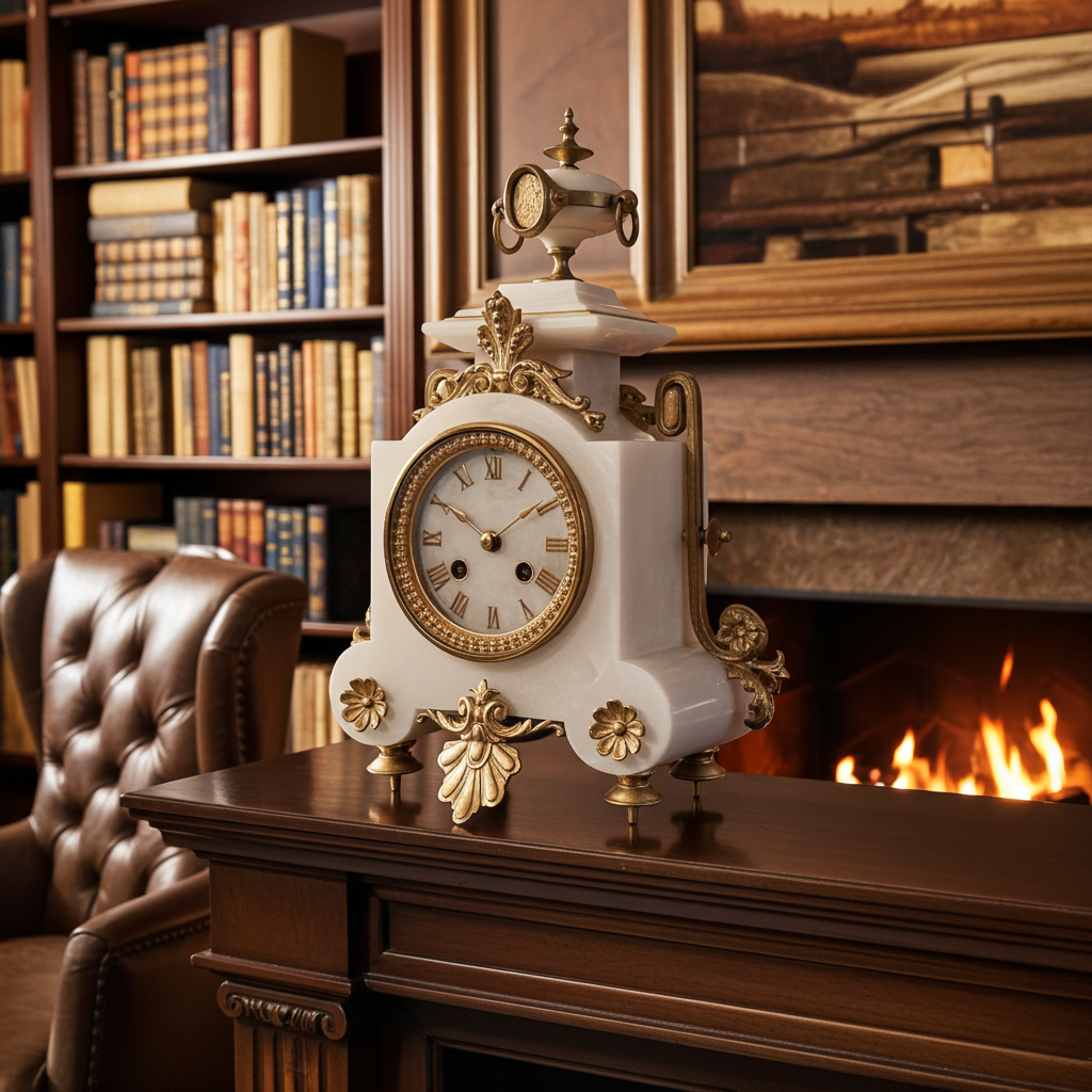 Antique French Alabaster Chameroy Ornate Mantel Clock | Adelaide Clocks