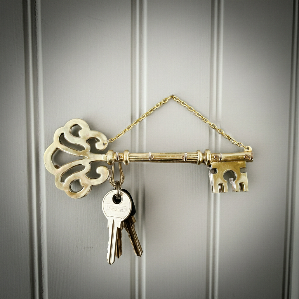 Vintage Solid Brass Wall Hanging Key Holder | Adelaide Clocks
