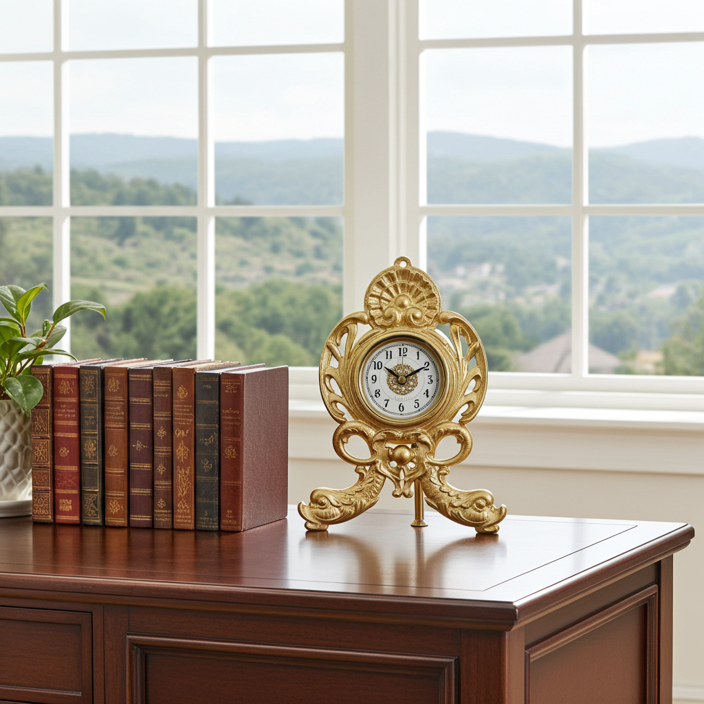 Antique Cast Iron Ornate Westclox Desk Mantel Clock | Adelaide Clocks