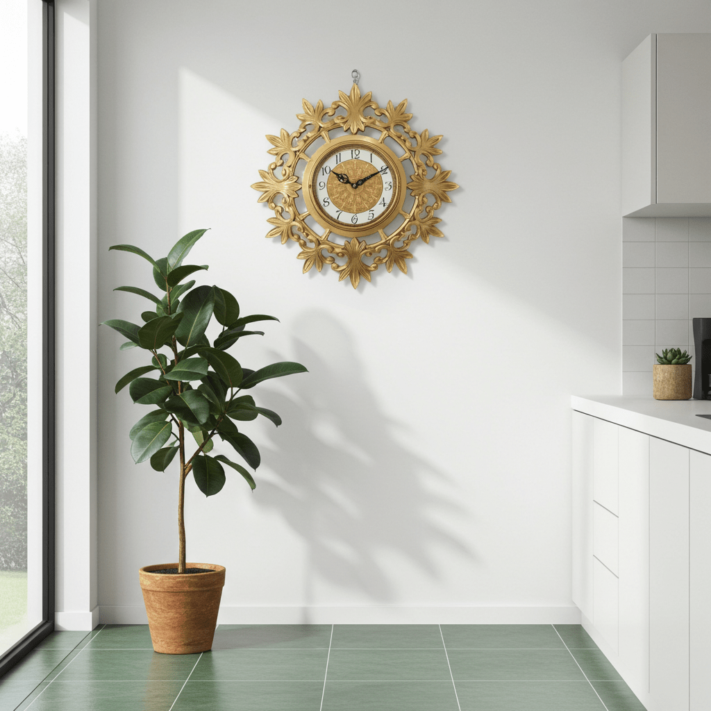 Vintage SYROCO Ornate Starburst Battery Wall Clock  | Adelaide Clocks